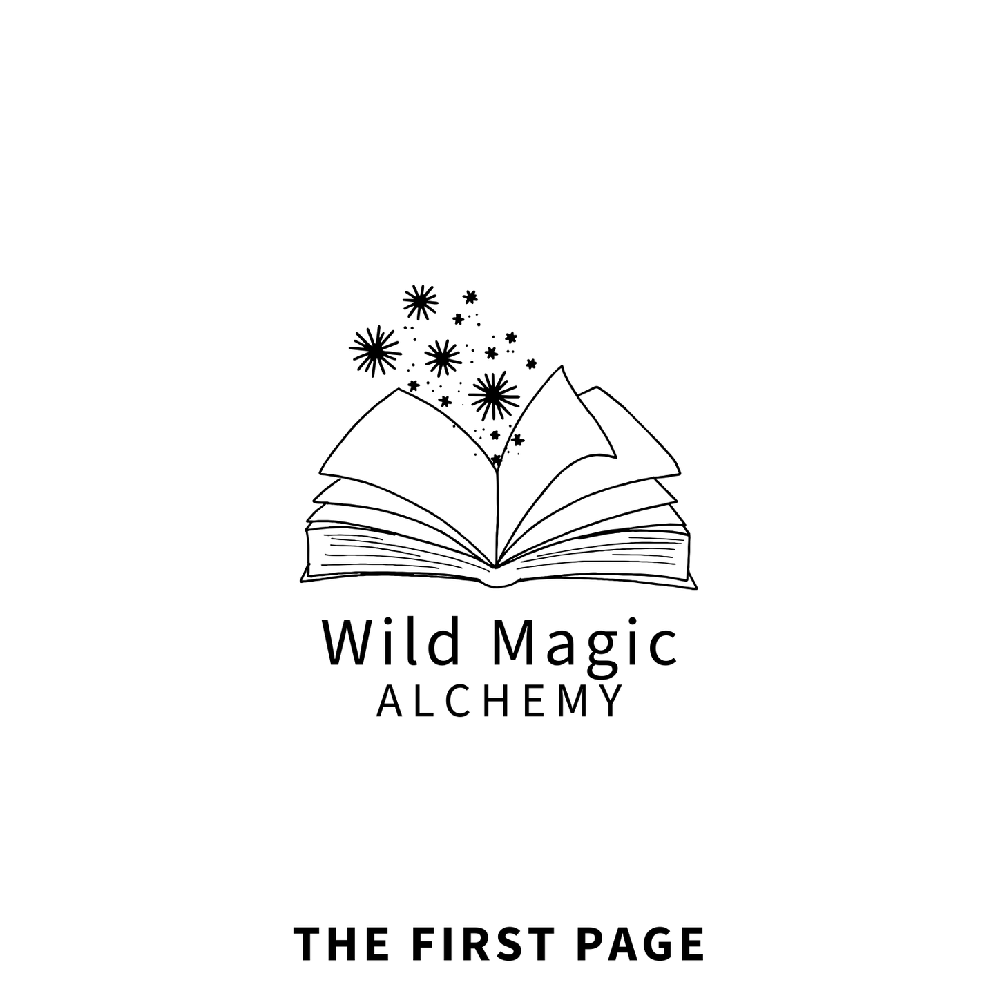ADA Wild Magic Alchemy logo of a book ith stars on a white background. Product is The First Page.