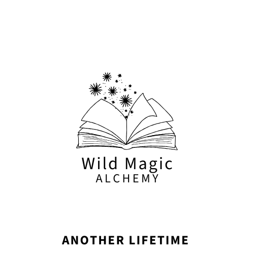 ADA Logo of Wild Magic Alchemy with an open book and stars on a white background. The product is Another Lifetime which is available 01/09. 